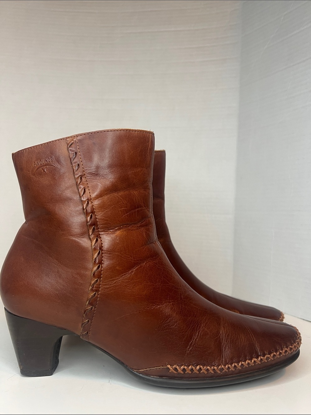 PIKOLINOS Chestnut Brown Leather Ankle Booties sz 38 (7.5 to 8)